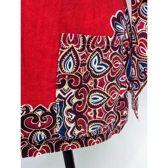 Vintage Red Paisley Boho Tunic Top - Picture 3 of 4